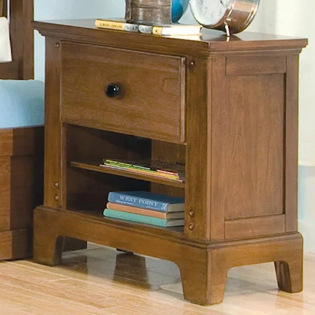 Small Nightstand with Drawer and 2 Shelves